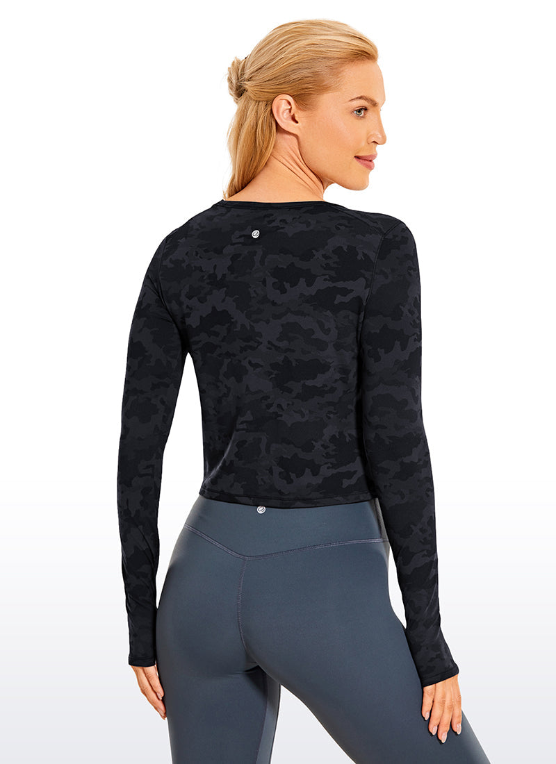 Brushed Long Sleeve with Thumbholes Cropped