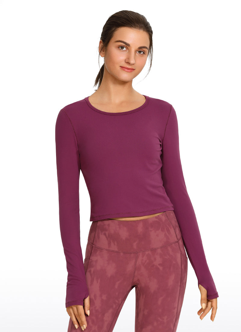 Brushed Long Sleeve with Thumbholes Cropped