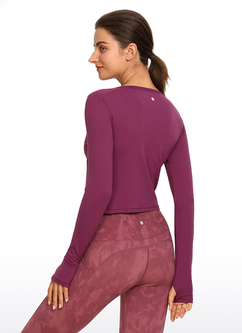 Brushed Long Sleeve with Thumbholes Cropped