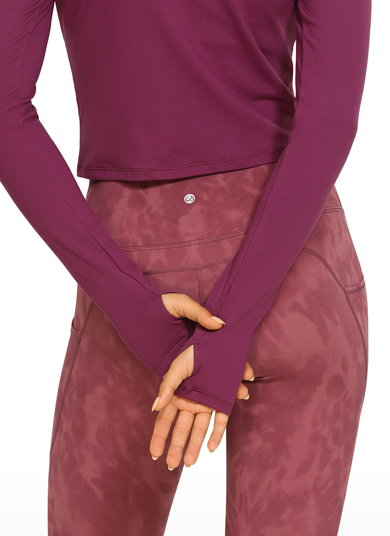 Brushed Long Sleeve with Thumbholes Cropped