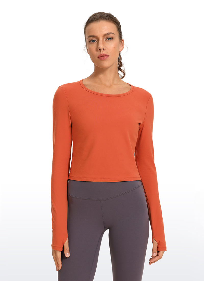Brushed Long Sleeve with Thumbholes Cropped