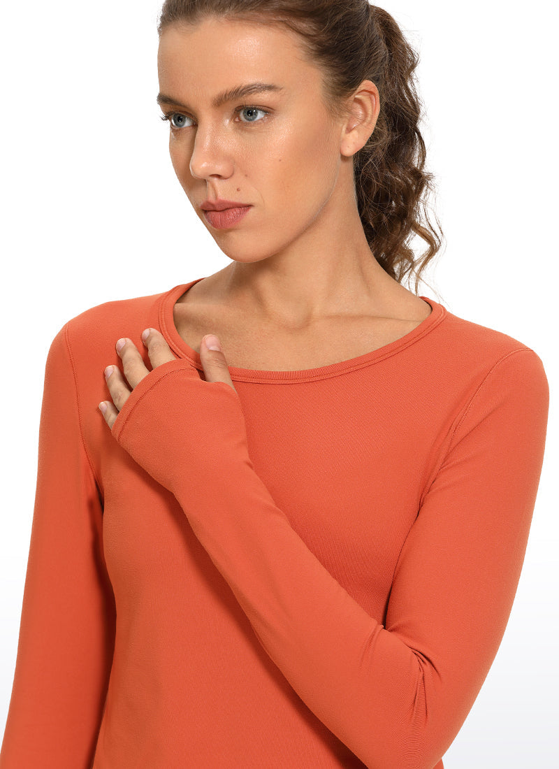 Brushed Long Sleeve with Thumbholes Cropped