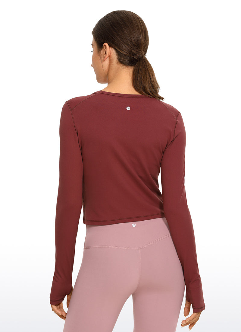 Brushed Long Sleeve with Thumbholes Cropped