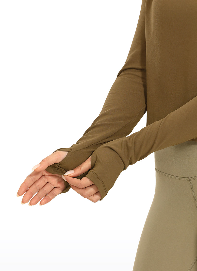 Brushed Long Sleeve with Thumbholes Cropped
