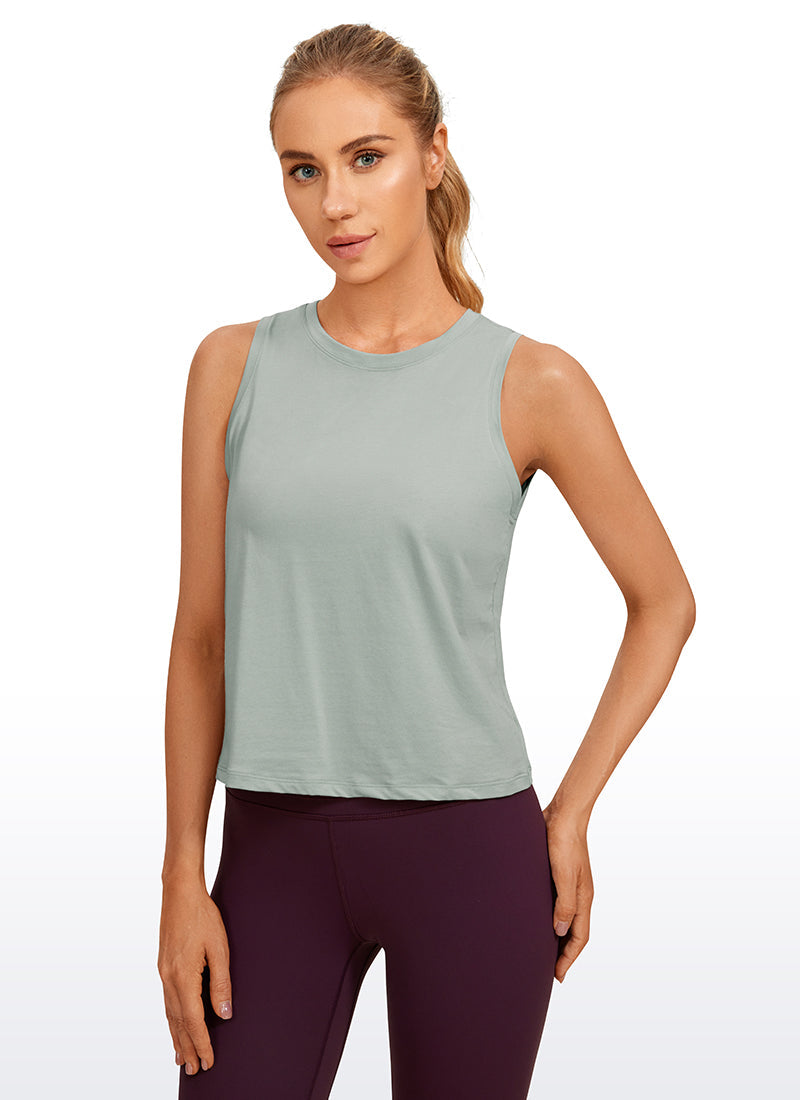 Pima Cotton Crop Tank Round Neck