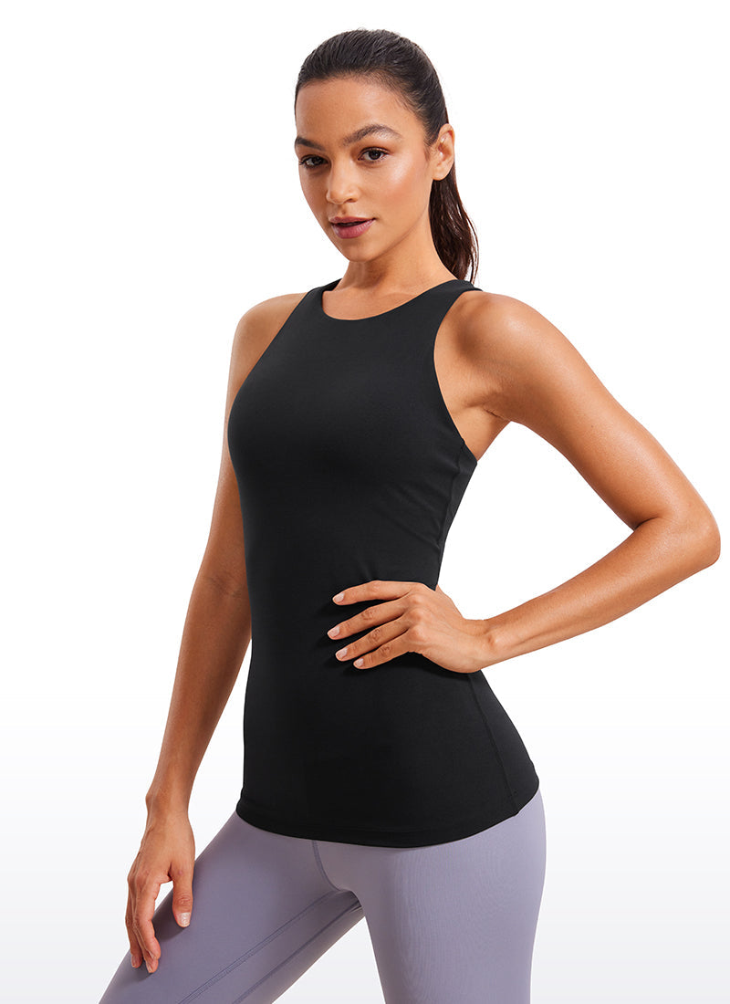 Butterluxe Hip Length Built-in Bra Tanks High Neck