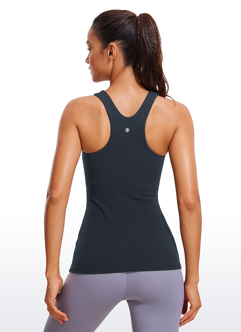 Butterluxe Hip Length Built-in Bra Tanks High Neck