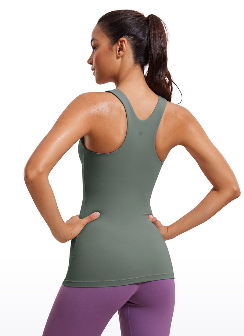 Butterluxe Hip Length Built-in Bra Tanks High Neck