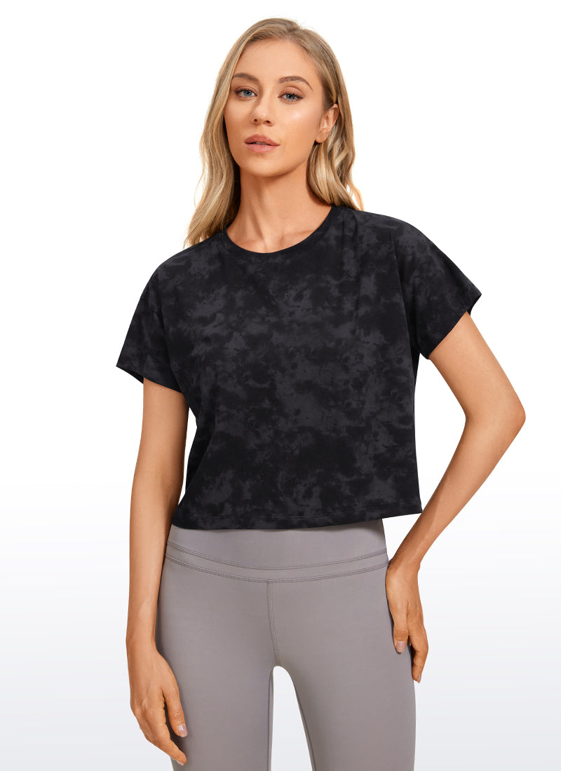 Pima Cotton Short Sleeves Cropped Crew Neck
