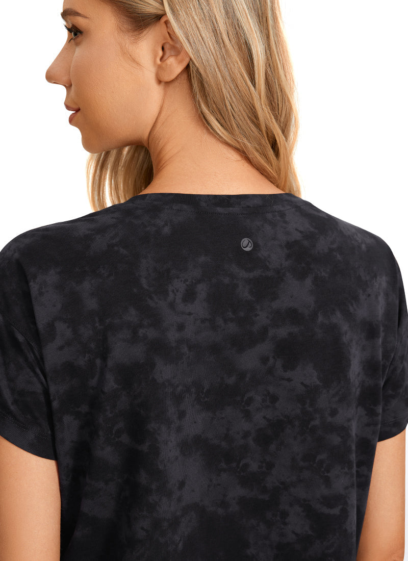 Pima Cotton Short Sleeves Cropped Crew Neck