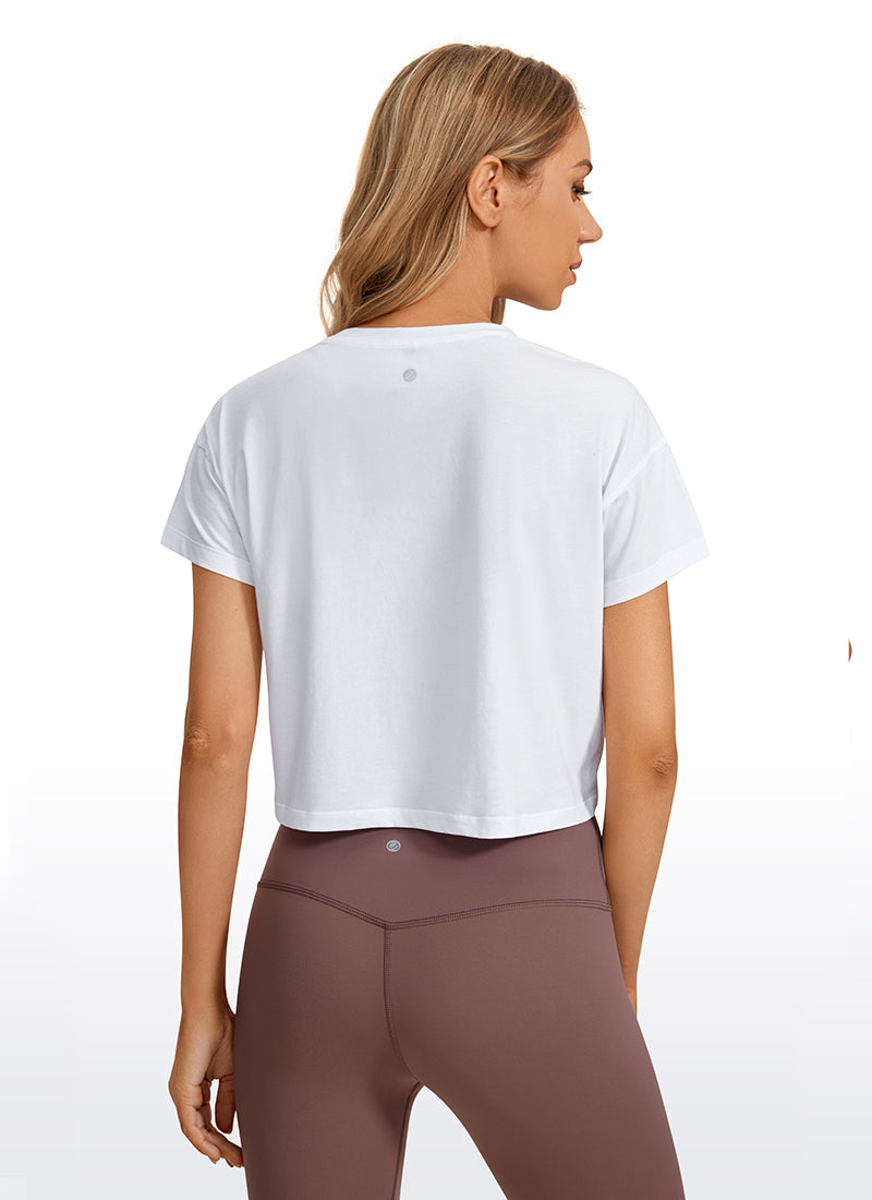 Pima Cotton Short Sleeves Cropped Crew Neck