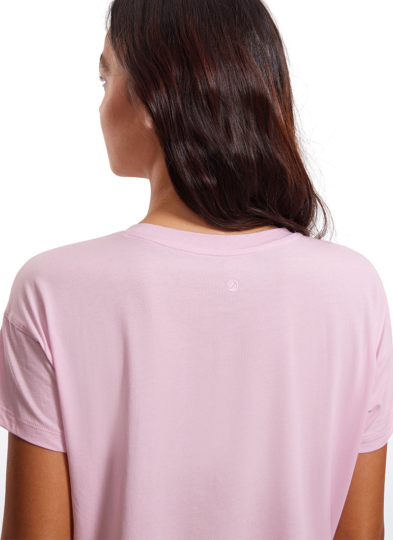 Pima Cotton Short Sleeves Cropped Crew Neck