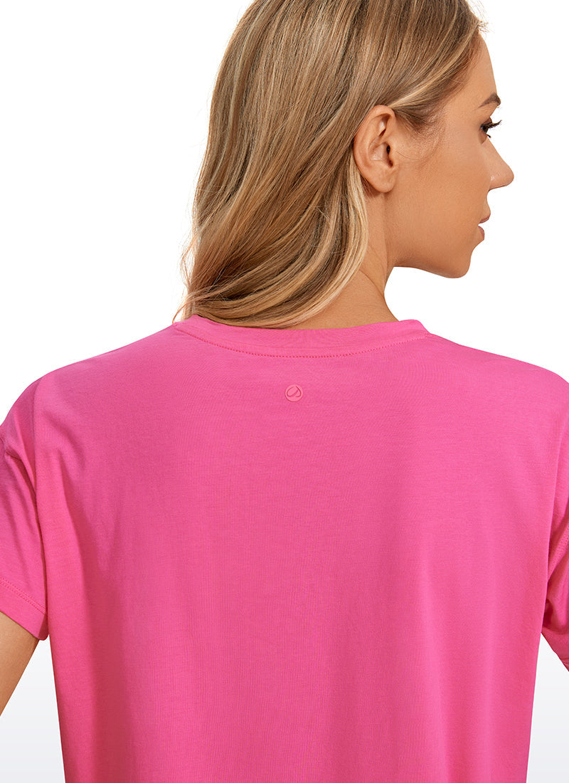 Pima Cotton Short Sleeves Cropped Crew Neck