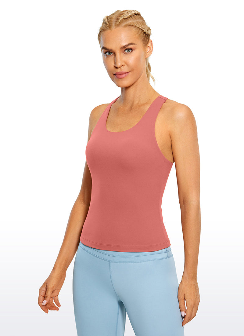 Butterluxe Waist Length Built-in Bra Tank Racerback