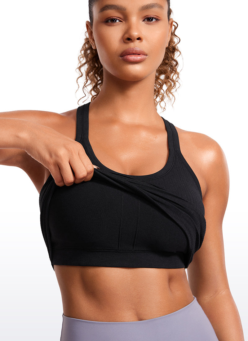 Seamless Ribbed Waist Length Y Back Tanks