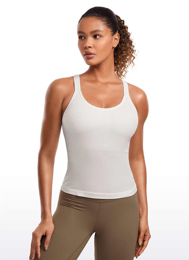 Seamless Ribbed Waist Length Y Back Tanks