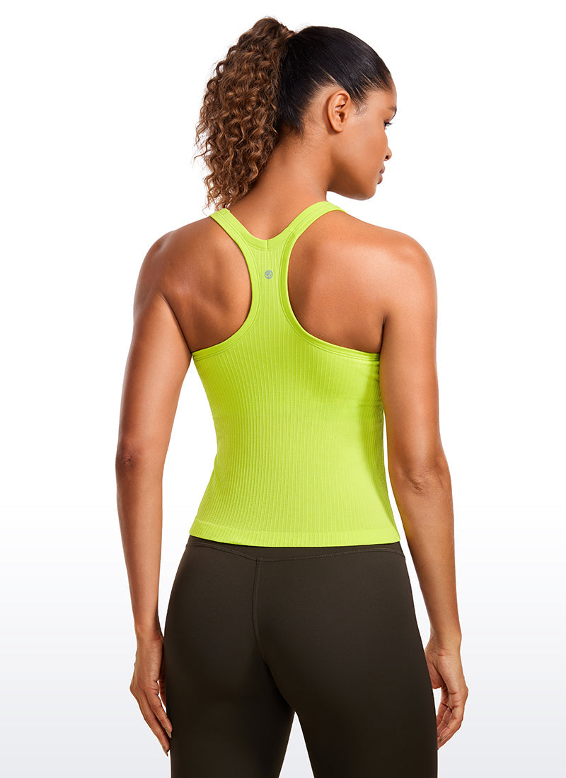 Seamless Ribbed Waist Length Y Back Tanks