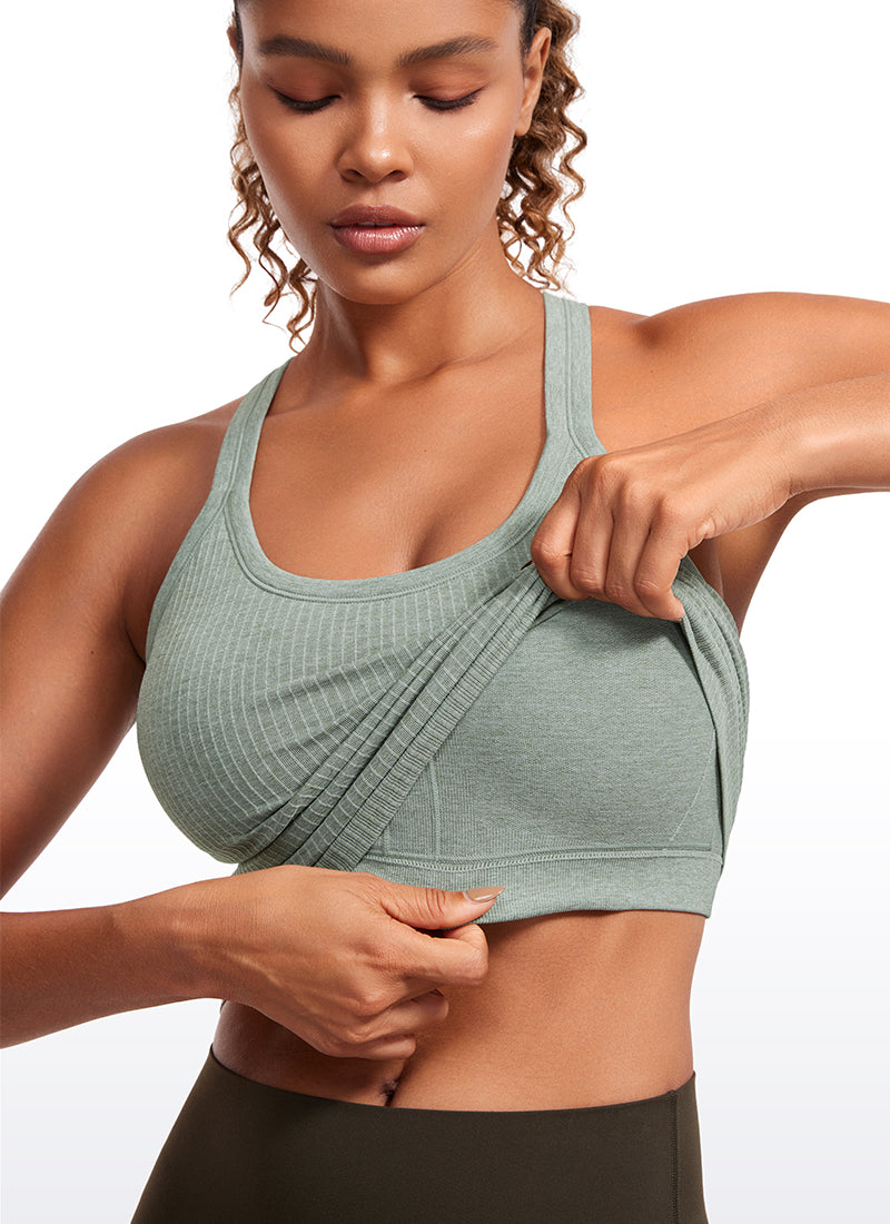 Seamless Ribbed Waist Length Y Back Tanks