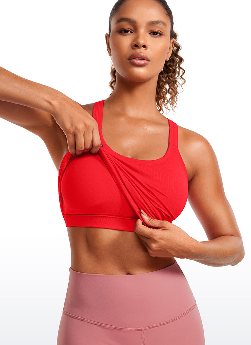 Seamless Ribbed Waist Length Y Back Tanks