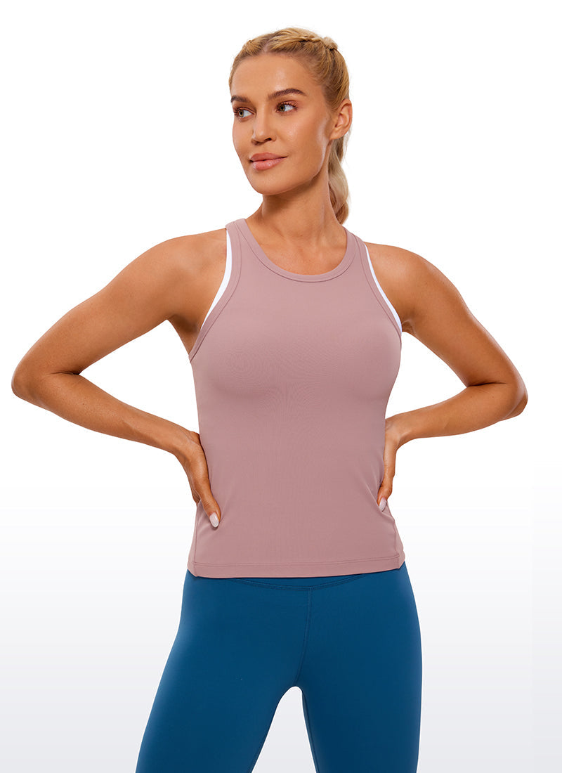 Butterluxe Waist Length Racerback Tank Top High Neck