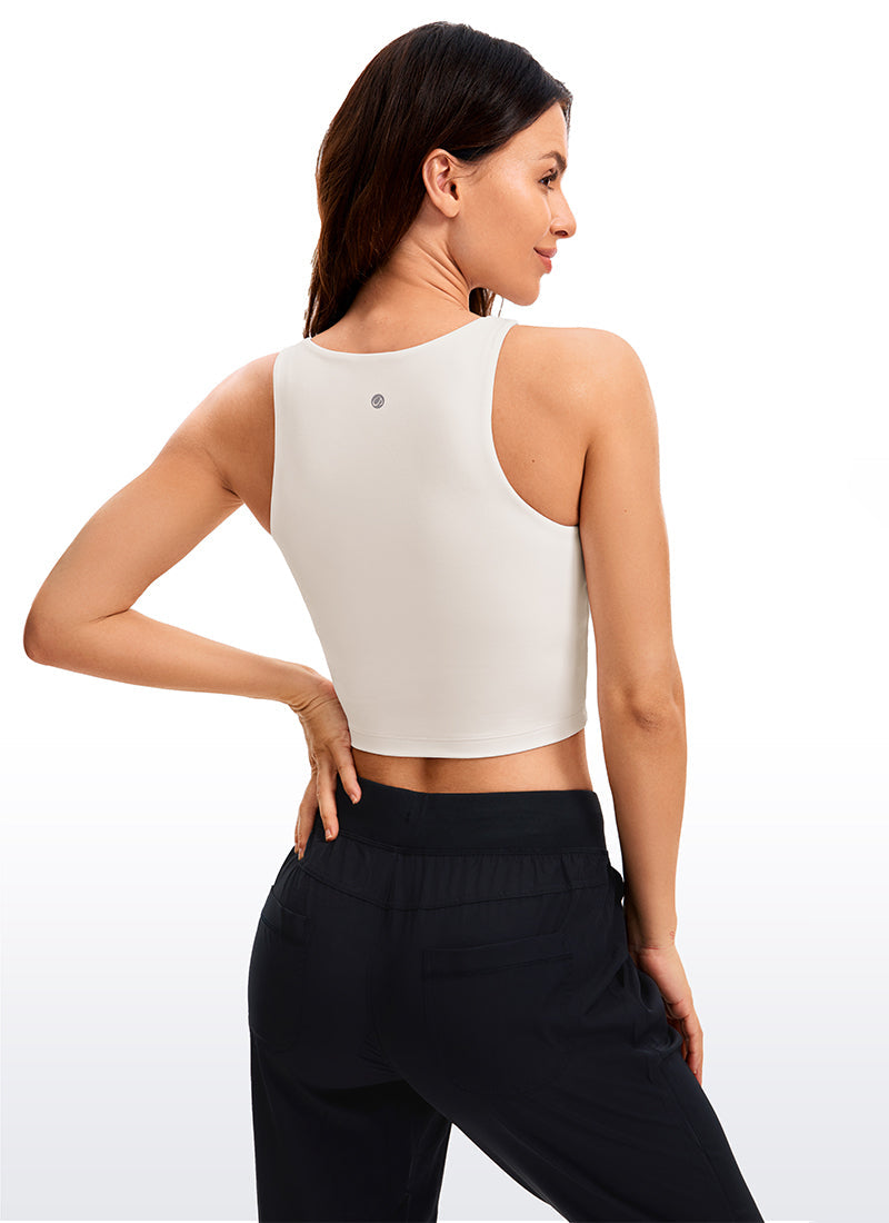 Butterluxe Cropped High Neck Tank Tops Wide Back