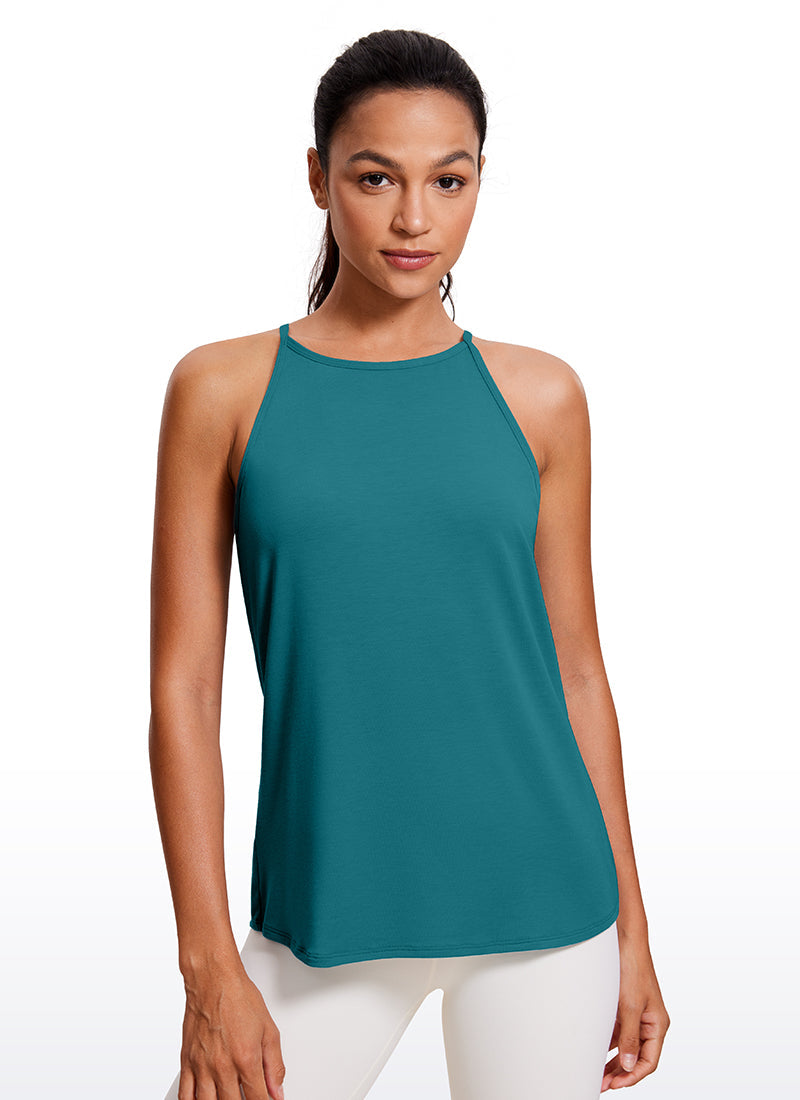 Halter Hip-Length High Neck Tank