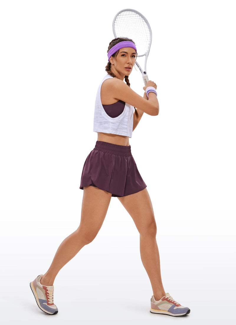 Feathery-Fit Soft High Waisted 2 in 1 Flowy Shorts 3''