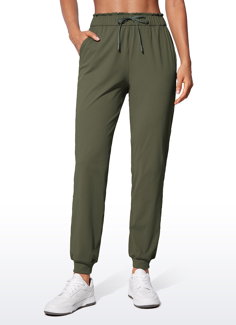 Stretch High Waisted Pockets Joggers 28"