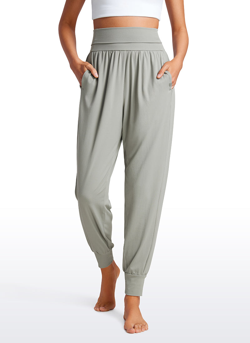 Brushed High Rise Harem Joggers Pants with Pockets 27''