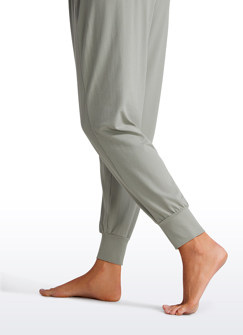 Brushed High Rise Harem Joggers Pants with Pockets 27''
