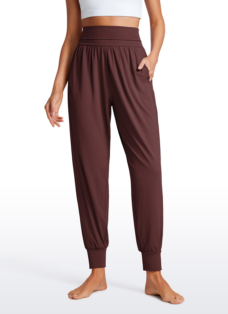 Brushed High Rise Harem Joggers Pants with Pockets 27''