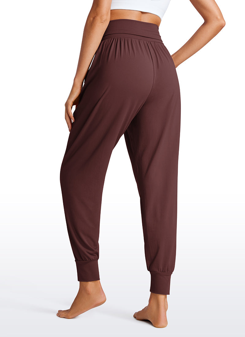 Brushed High Rise Harem Joggers Pants with Pockets 27''