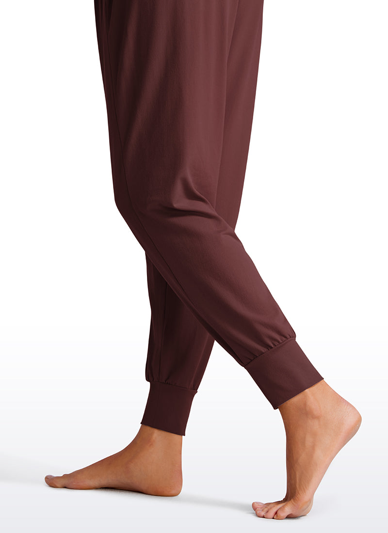 Brushed High Rise Harem Joggers Pants with Pockets 27''