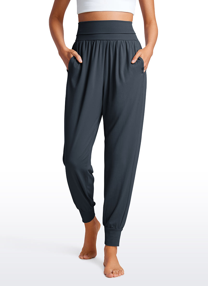 Brushed High Rise Harem Joggers Pants with Pockets 27''