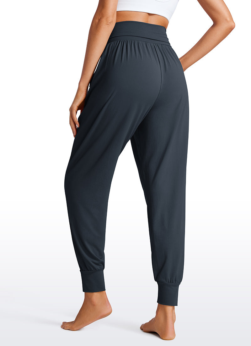 Brushed High Rise Harem Joggers Pants with Pockets 27''