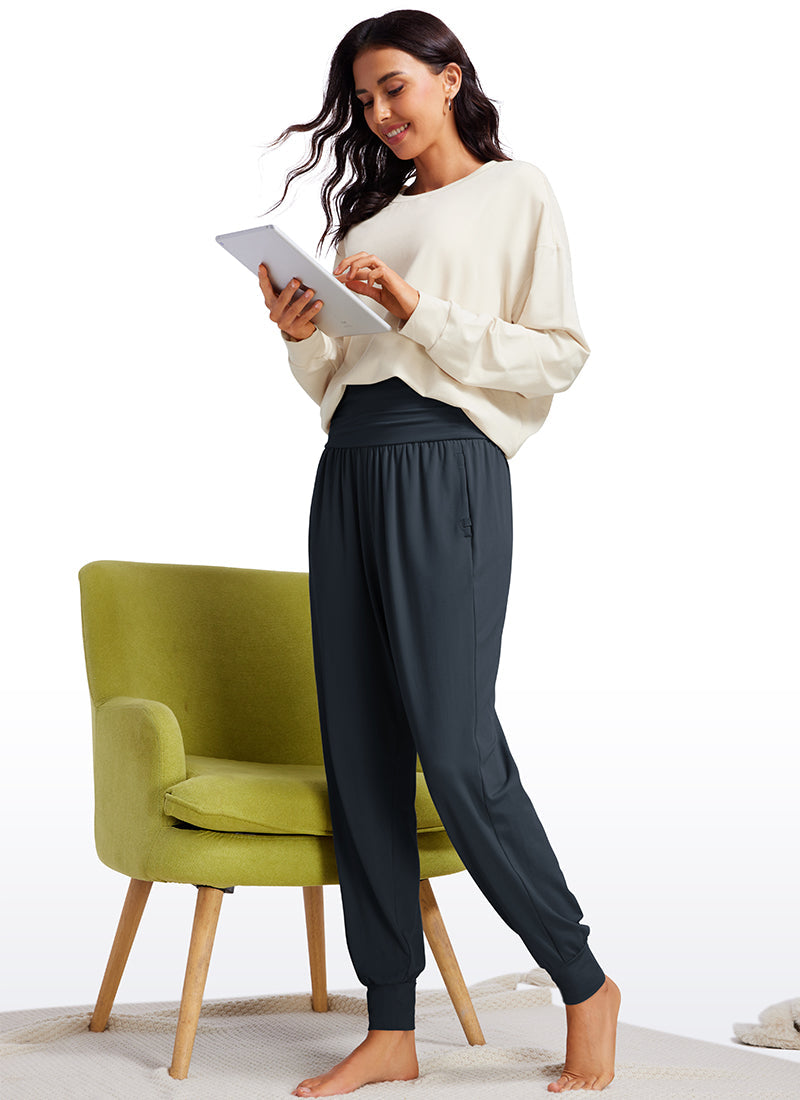 Brushed High Rise Harem Joggers Pants with Pockets 27''