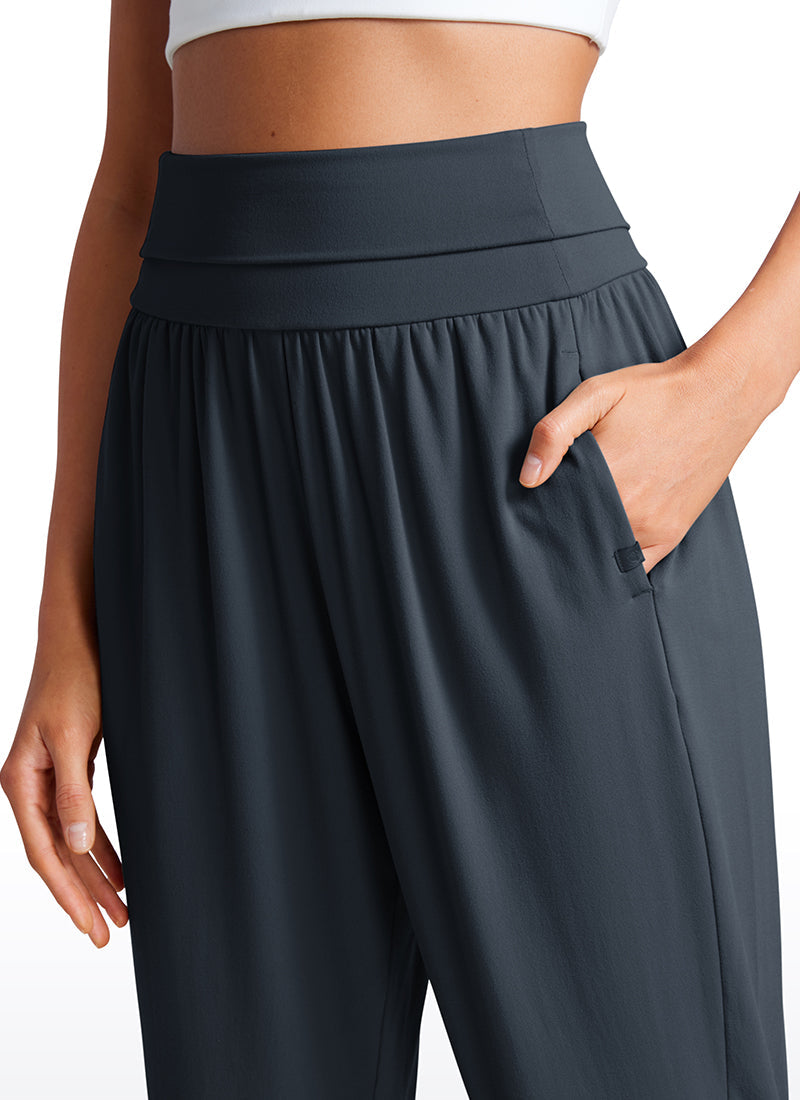 Brushed High Rise Harem Joggers Pants with Pockets 27''