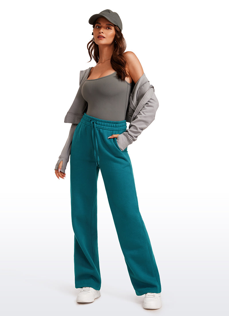 Cotton Fleece Lined Straight Leg Sweatpants 30''