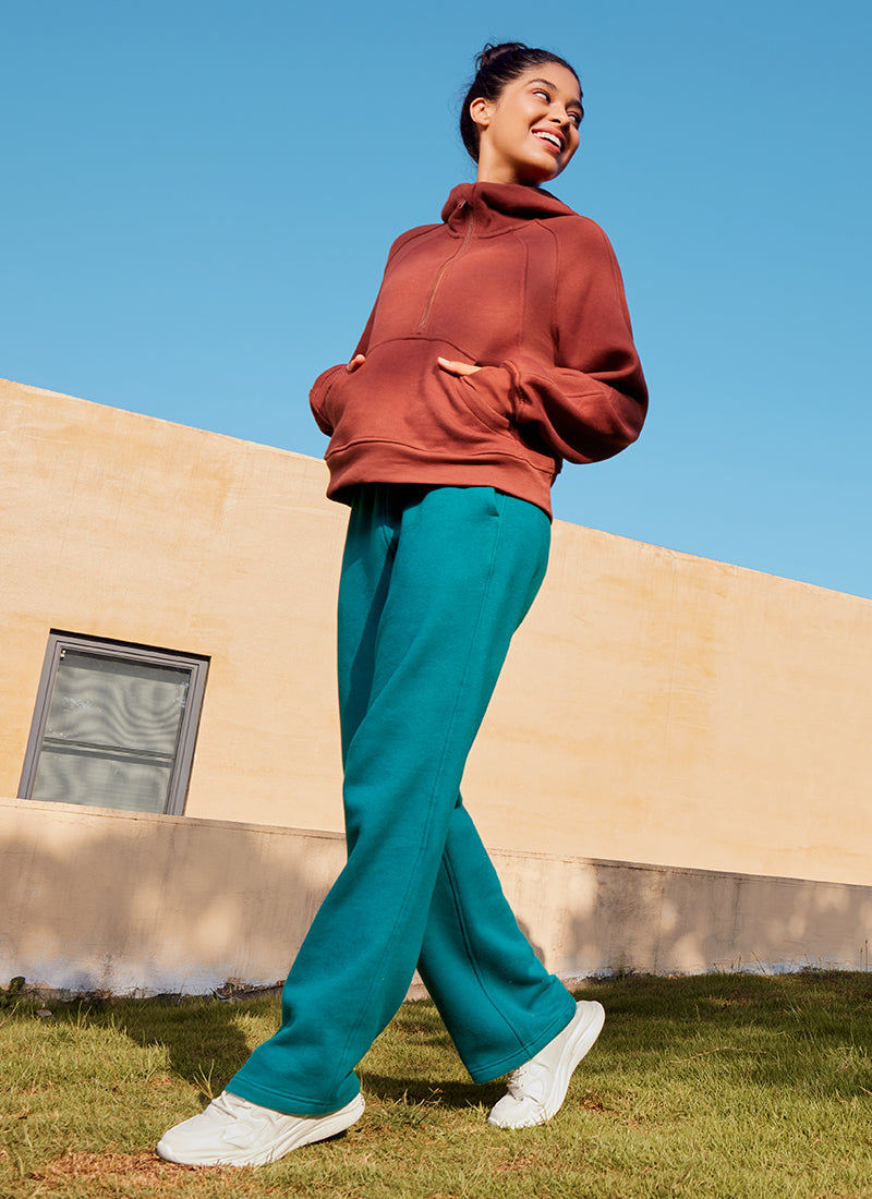 Cotton Fleece Lined Straight Leg Sweatpants 30''