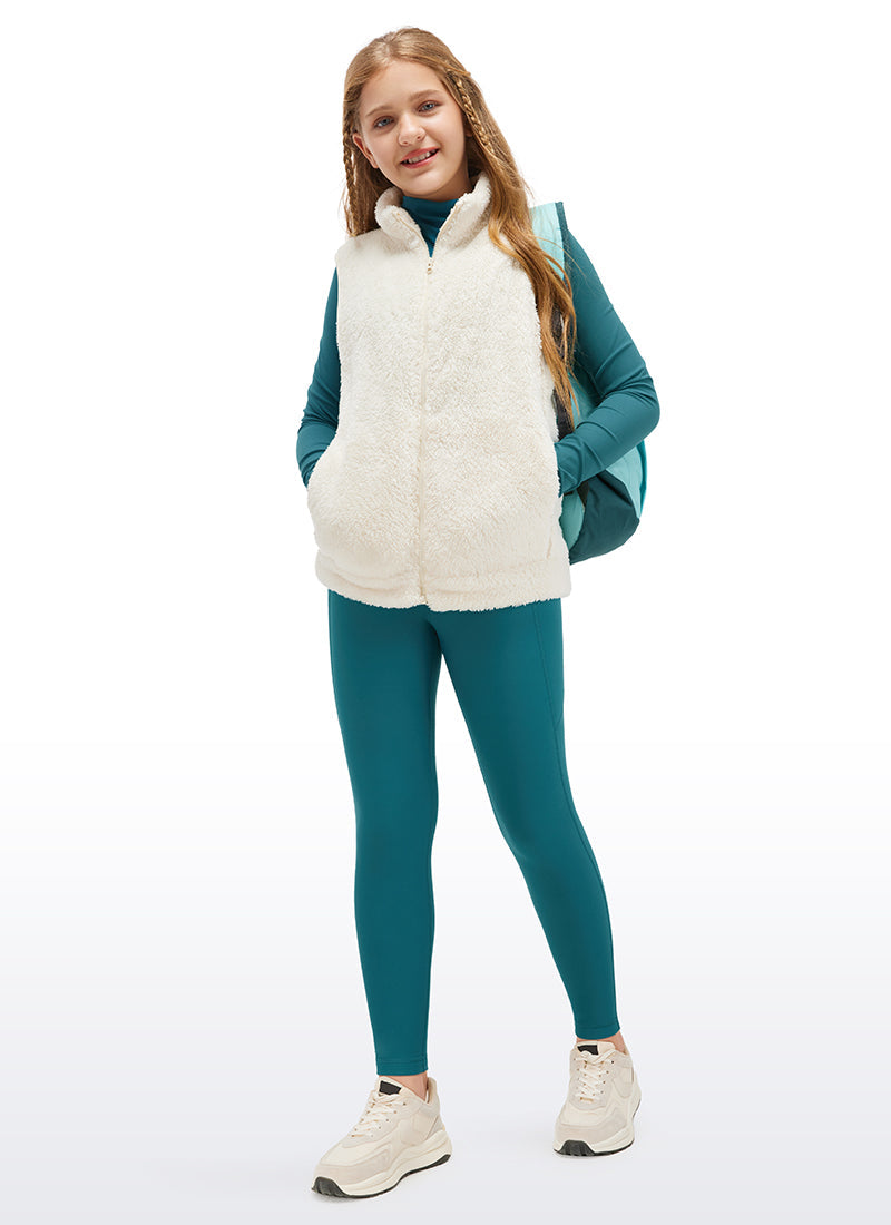 Thermal Fleece Lined Soft Girls Water-Resistant Pocketed Leggings