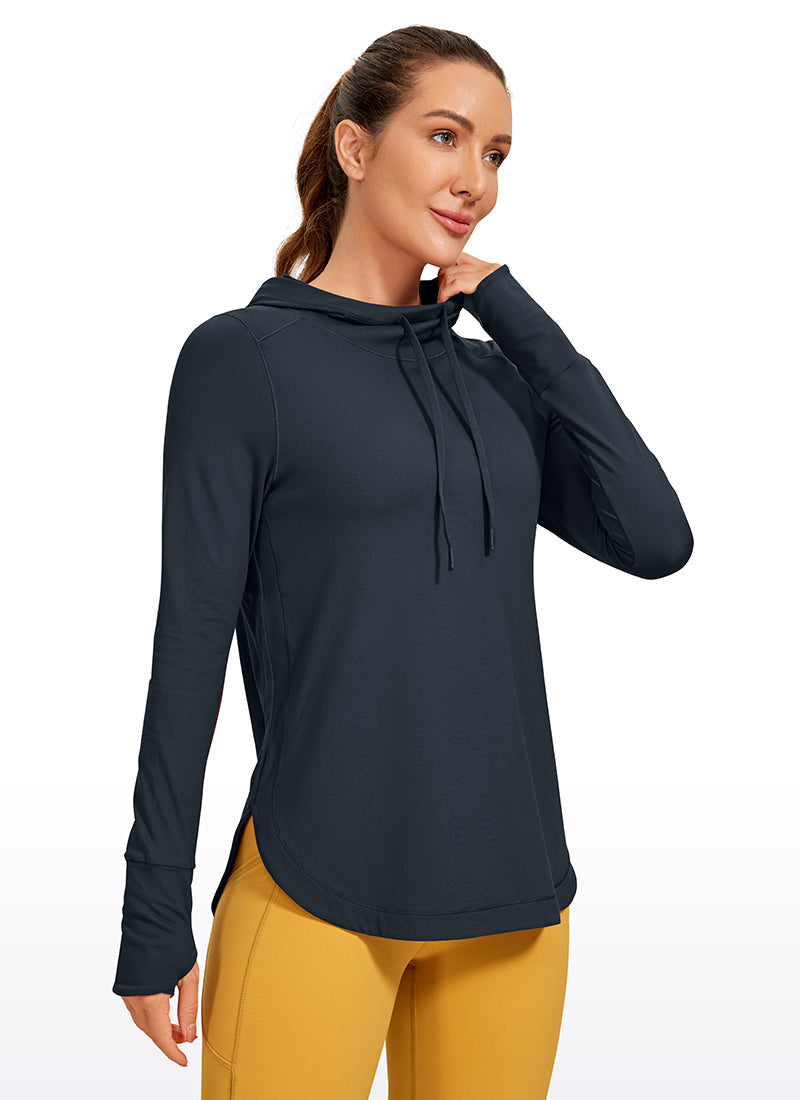 Brushed Feeling Long Sleeves Hoodie with Thumbhole