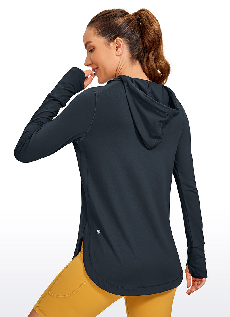 Brushed Feeling Long Sleeves Hoodie with Thumbhole