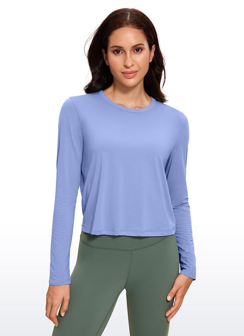Pima Cotton Cropped Long Sleeve Classic Fit