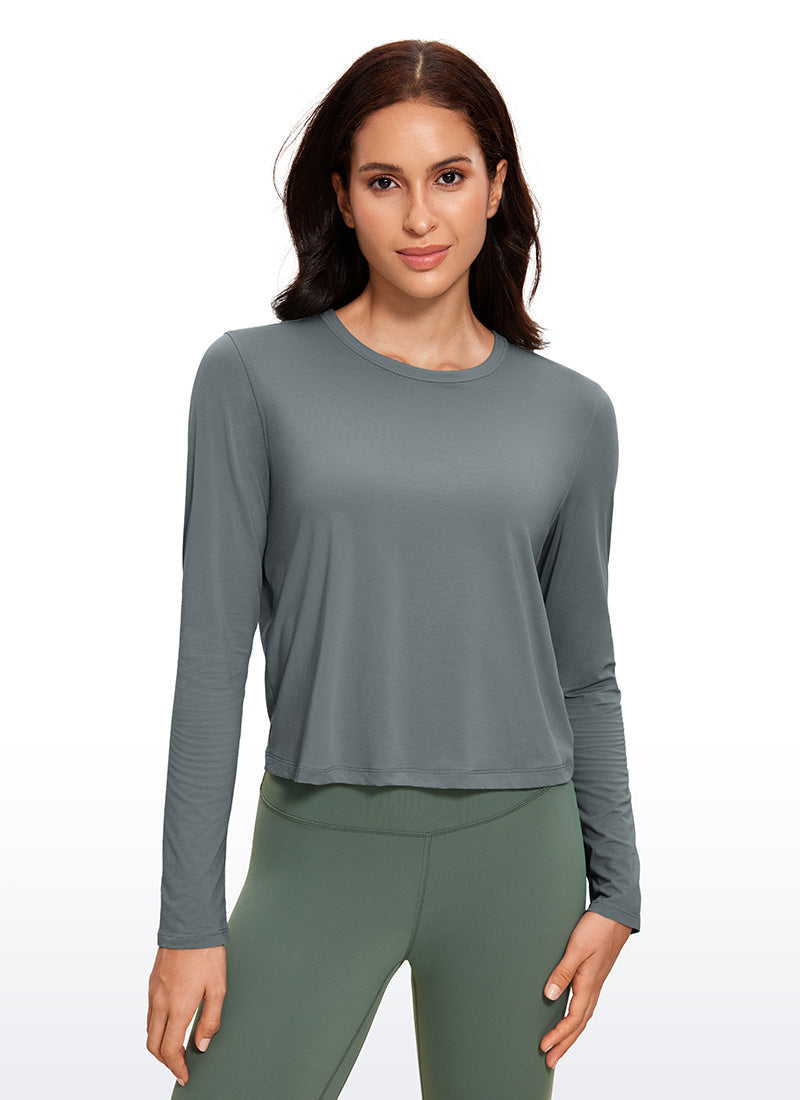 Pima Cotton Cropped Long Sleeve Classic Fit