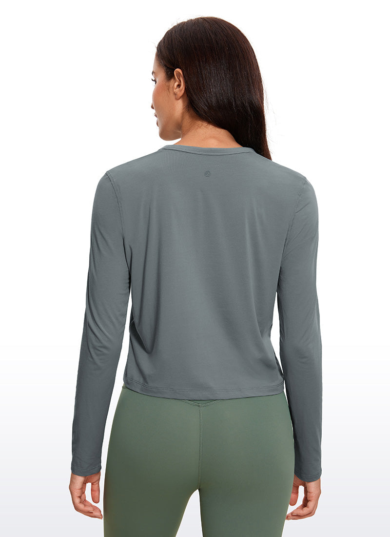 Pima Cotton Cropped Long Sleeve Classic Fit