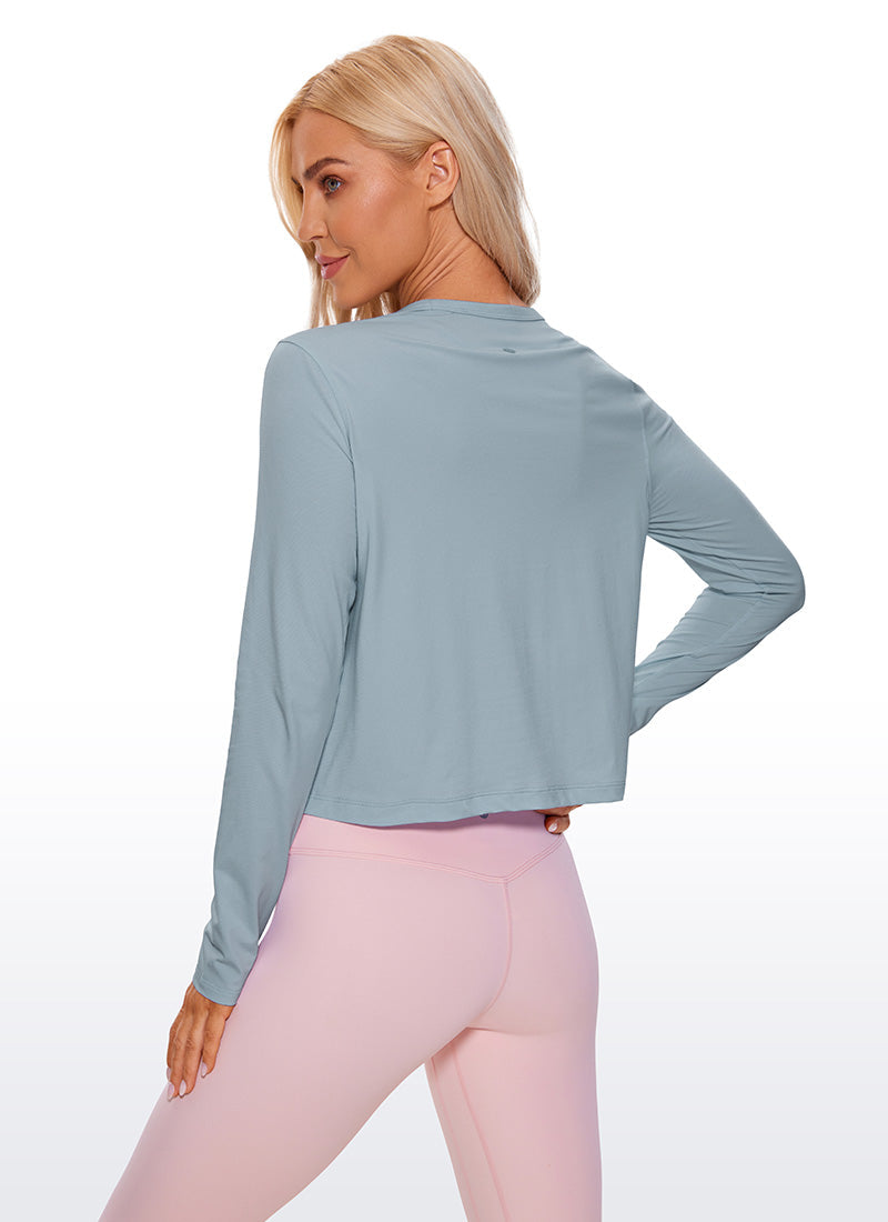 Pima Cotton Cropped Long Sleeve Classic Fit