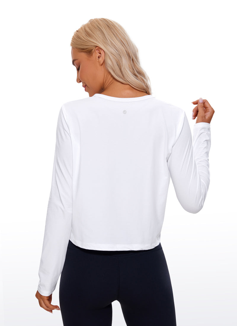 Pima Cotton Cropped Long Sleeve Classic Fit