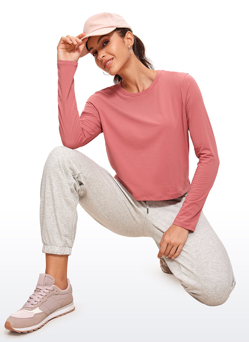 Pima Cotton Cropped Long Sleeve Classic Fit