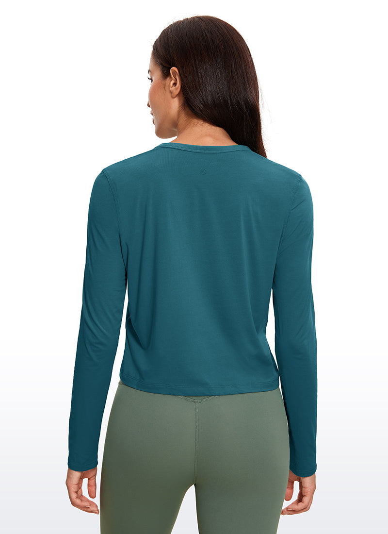 Pima Cotton Cropped Long Sleeve Classic Fit
