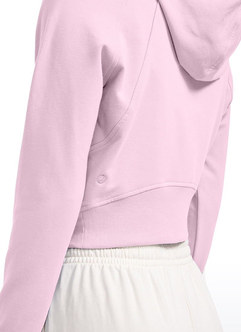 Amenity Cropped Full Zip Hoodies with Thumb Holes